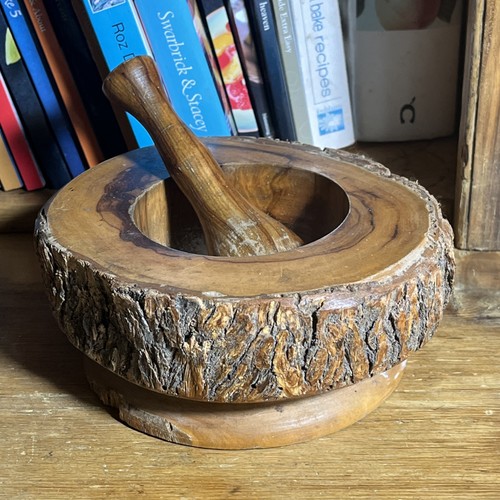 Hand turned wooden pestle - wooden, and