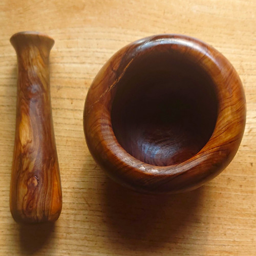 Olive wood pestle and - pestle,