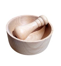 NATURAL WOOD PESTLE AND MORTAR
