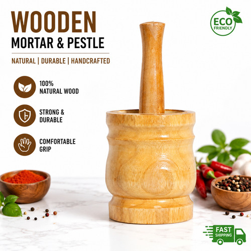 Wood mortar and - and, pestle
