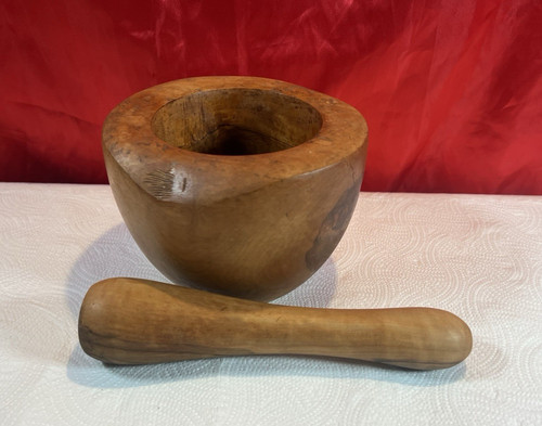 Vintage olive wood pestle - olive,