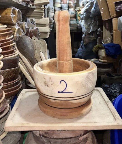 Handmade wooden crafted mortar - wooden,