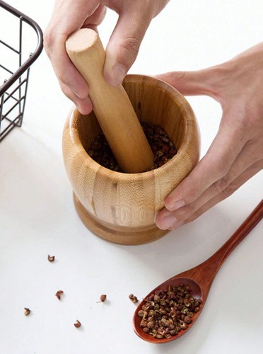 Wooden pestle mortar kit - pestle,