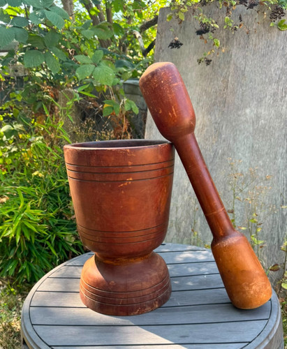 Large solid wooden mortar - solid,