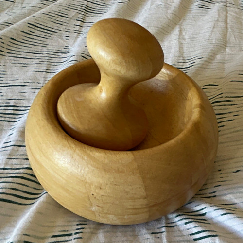 Hand carved wood - mortar, &