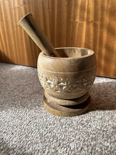 Wooden mortar and pestle set - wooden,