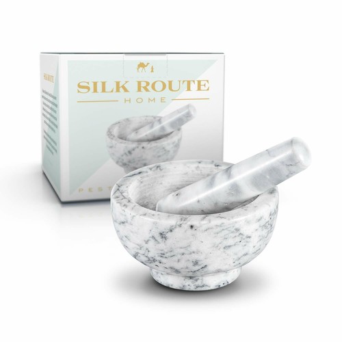 Marble stone pestle and mortar - and,