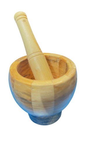 Natural wood pestle mortar - natural, &