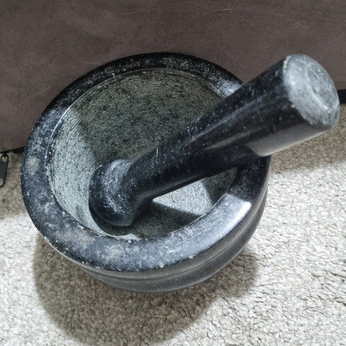 Granite mortar and pestle - mortar, set