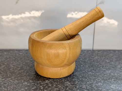 Vintage wooden mortar - wooden,
