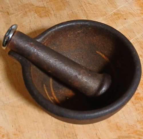 Cast iron mortar pestle - cast,