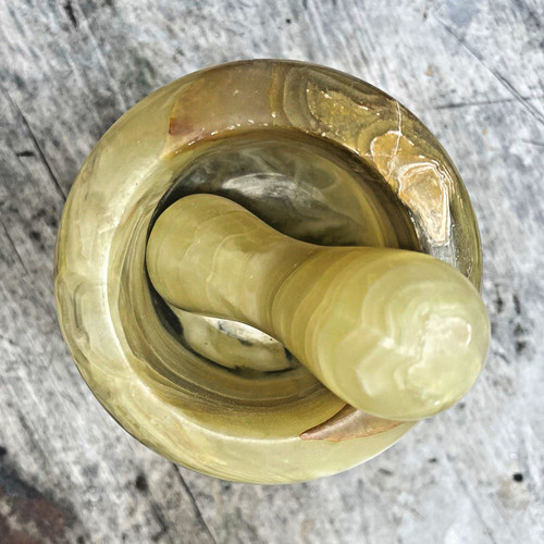 Vintage green onyx mortar and - onyx,