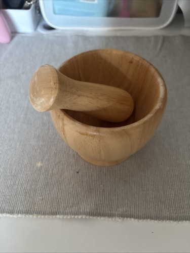 Vintage light wood mortar and - light,