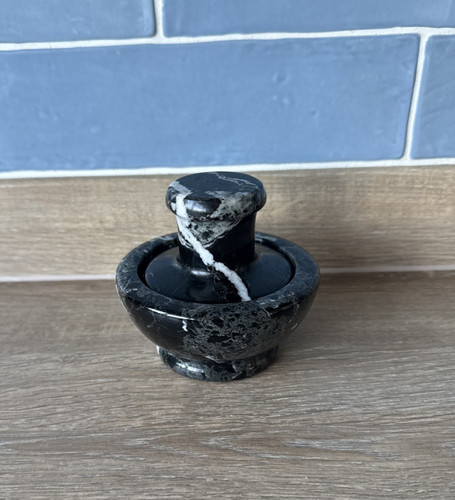 Black marble mortar - and, pestle