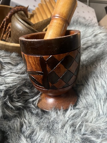 Hand carved footed mortar - carved, and