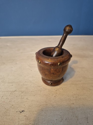 Vintage wooden mortar pestle - vintage,
