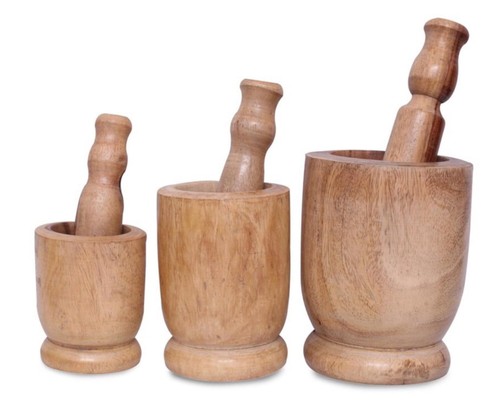 Wooden mortar pestle - &, set