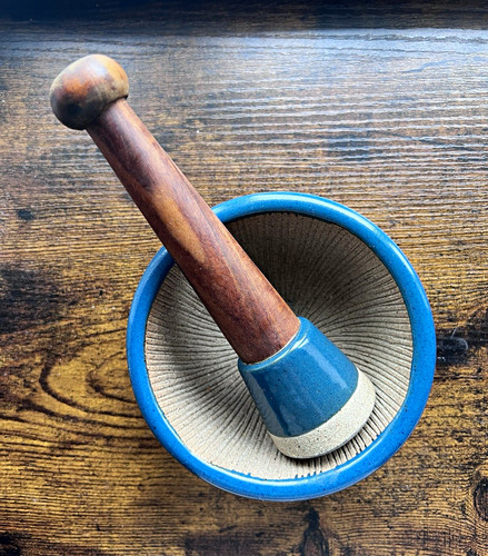 Blue solid ceramic mortar - blue,