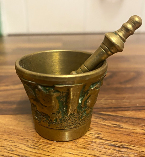Brass mortar and - brass, pestle