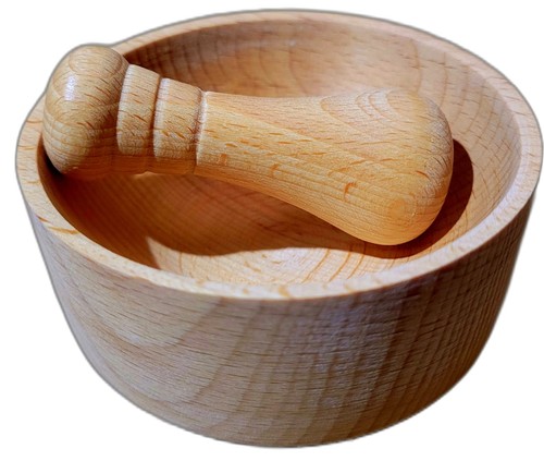 Wooden pestle and mortar - wooden,