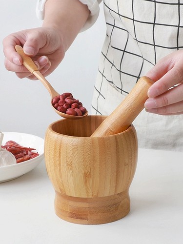 Wood pestle mortar set - pestle,