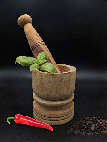 Wooden mortar pestle set - wooden,