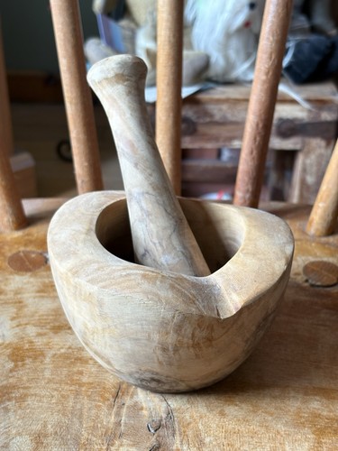 Rustic carved wood pestle and - pestle,