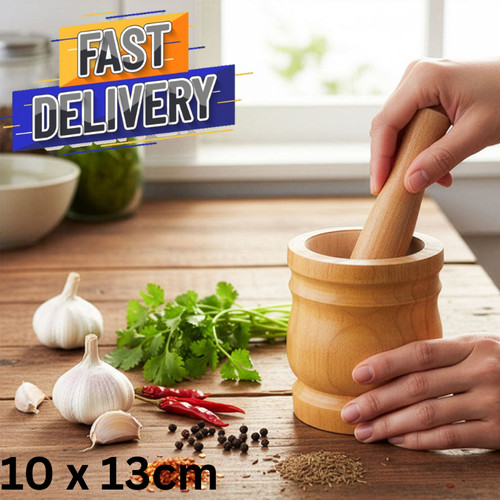 Wooden mortar pestle set - wooden, &