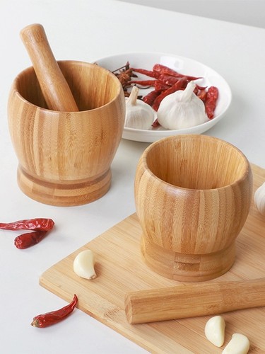 Wood pestle and mortar natural - wood,